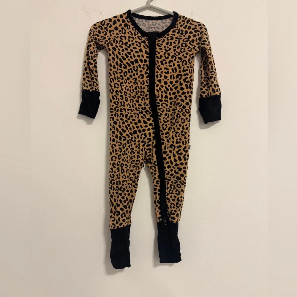 Little Sleepies Tan and Black Leopard Print Kids Pajamas